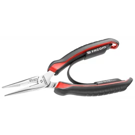 Fél kerek csőrű fogó pol. fej, ergon. nyél 168 mm