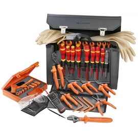 Szerszám klt. 41 db 1000 V, Bőr többrészes szerszámtáska.