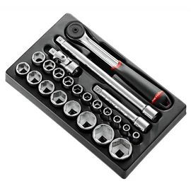 Dugókulcs készlet 1/2" mm 6 szögű racsni S.161B 23 Részes