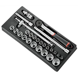 Dugókulcs készlet 1/2" mm 6 szögű racsni S.161B 26 Részes