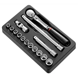 Dugókulcs készlet 1/2" mm 12 szögű racsni SL.161 15 Részes