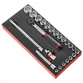 Dugókulcs készlet 1/2" mm 6 szögű racsni SL.161 26 Részes