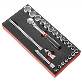 Dugókulcs készlet 1/2" mm 6 szögű racsni SL.161 23 Részes